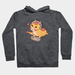 Cute Dragon Playing Video Games on Game Controller Hoodie